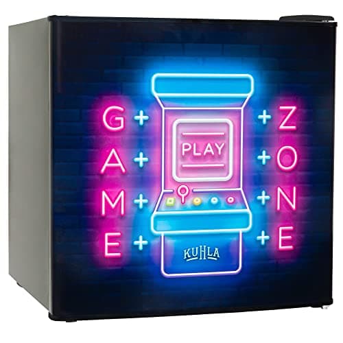 Image of Kuhla Table Top Mini Fridge with Ice Box 45 Litre Adjustable Thermostat, Door Racks & Removable Shelf, Small Drinks Fridge Gamer Design Black KTTF0E6B-1019