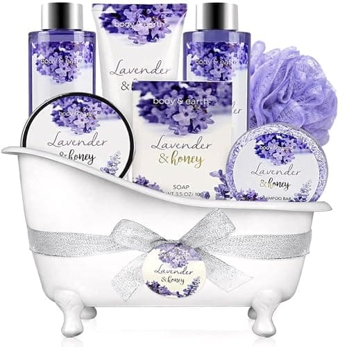 Image of BODY & EARTH- 8 Pcs Lavender Gift Sets for Women, Includes Shower Gel, Bubble Bath, Spa Sets for Women Gifts, Birthday Gifts for Her, Valentines Gifts for Her