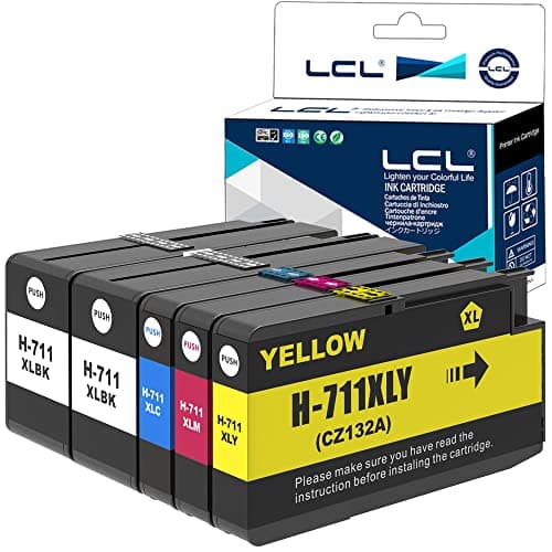 Image of LCL 711XL High Yield Ink Cartridge Replacement for HP 711XL 711 XL Compatible with HP Designjet T120 24/T120 610/T520 24/T520 36/T520 610 T520 914 /T125 24 T530 T130 T525 (5PK, 2KCMY)