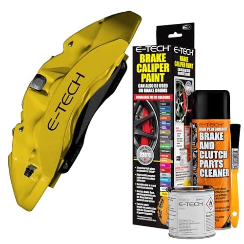 Image of E-TECH Yellow Brake Caliper/Drum Paint - EBCP-Y - Complete Kit Inc Paint/Cleaner & Brush
