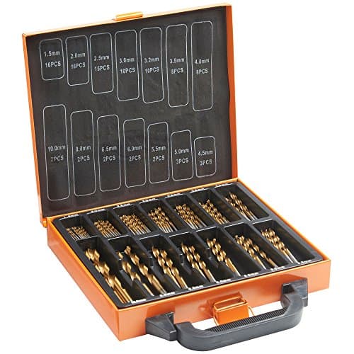Image of VonHaus HSS Metal Drill Bit Set with Carry Case Organiser - 99 Pcs 1.5-10 mm High Speed Steel Bits Titanium Coated Steel - For Drilling Wood, Masonry and Metal - Accessories Drills and Screwdrivers