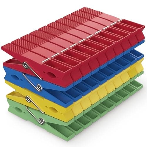 Image of PORTENTUM Recycled Plastic Clothes Pegs, Pack of 40, Multicolour - Outdoor Resistant Clothes Pegs, Multipurpose and No Marks Left, Size 2,95 x 0,4 x 0,8 inches