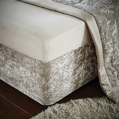 Image of Catherine Lansfield Crushed Velvet Double Divan Divan Base Wrap Natural,BD/46254/W/BWRAPD/NT