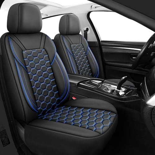 Image of Carseatcover-UK Luxury PRESTIGE Quilted PU Leather Front Car Seat Covers, Blue and Black, Airbag Safe, Universal