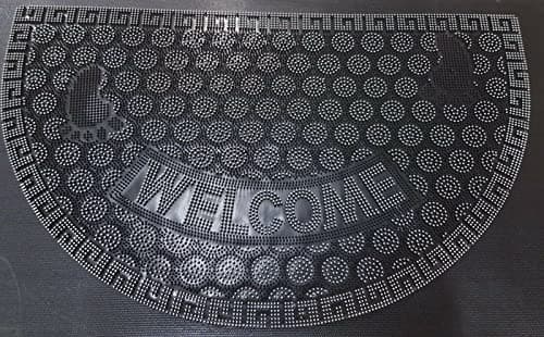 Image of Householdfurnishing Luxury Heavy Duty Rubber Doormats Welcome Mat Outdoor Front Door Mat Halfmoon (Black Silver, Half Moon 45 x 75 cm)