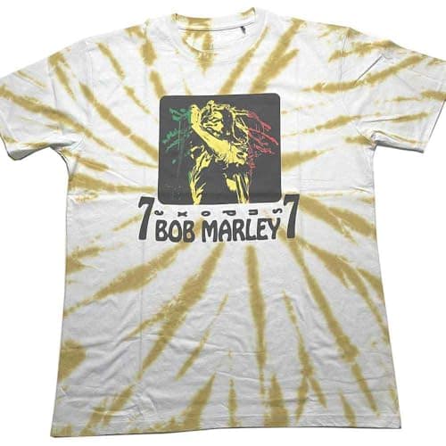 Image of Bob Marley T Shirt Exodus 77 Logo Official Unisex Tie Dye White L