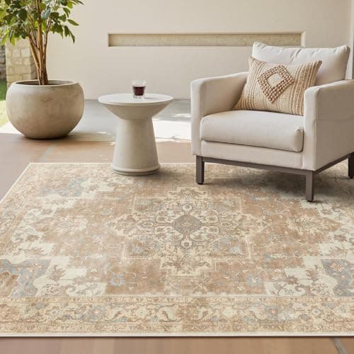 Image of GENIMO Machine Washable Rugs Living Room, 160x230cm, Vintage Rug, Boho Area Rugs, Non-Slip Carpet, Low Pile, Non-Shedding, Traditional Oriental Printed Design, Dining Room, Home Office, Bedroom