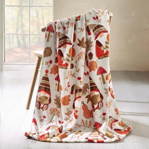 Image of Catherine Lansfield Woodland Gonks Cosy Fleece 130x170cm Blanket Throw Natural
