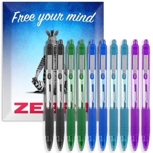 Image of Zebra Z-Grip Smooth Ballpoint Pen - 1.0mm - Essential Set - Black, Blue, Light Blue, Green & Violet Ink - Pack of 10 - in Zebra Envelope Gift Packaging