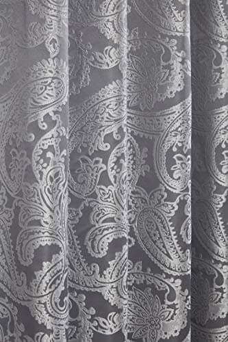 Image of Emma Barclay – Fully Lined Curtains for Bedroom Living Room Jacquard Pencil Pleated Two Panel Paisley Damask Curtains Duchess Collection (66” x 72” Inch)(Silver)