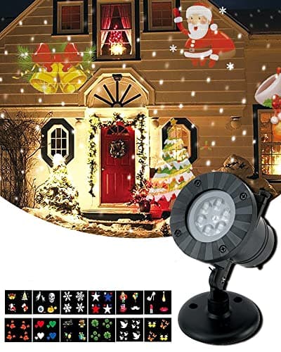 Image of TEDD Christmas Projector Lights Waterproof Led Landscape Lamp Decorations Moving Snowflake Spotlight Star Shower Indoor Outdoor 12 Replaceable Lens for Xmas Party Garden House Home Wall