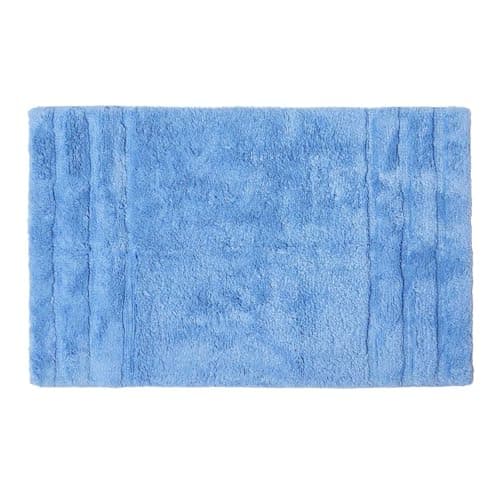 Image of HOMESCAPES Spa Supreme Luxury Bath Mat, Blue, Very Heavy 1800 GSM, Super Soft Plush Cotton Rug, 50x80cm, Washable at Home.