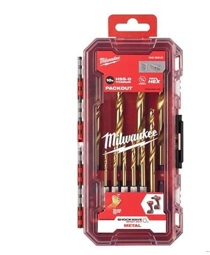 Image of Milwaukee 10 Piece SHOCKWAVE Red Hex HSS Titanium Metal Drill Bit Set