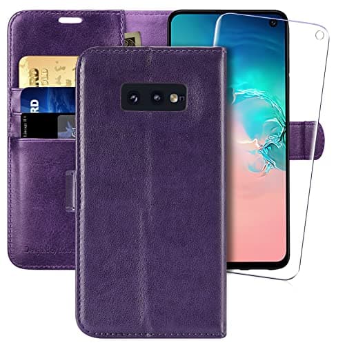 Image of MONASAY Galaxy s10e Wallet Case, 5.8 inch [Included Screen Protector] Flip Folio Leather Cell Phone Cover with Credit Card Holder for Samsung Galaxy s10e,Purple