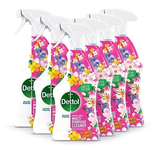 Image of Dettol Flower Power Antibacterial Multipurpose Cleaning Spray | Peony & Rose Fragrance | Limited Edition | 750ml (Pack of 6), Floral