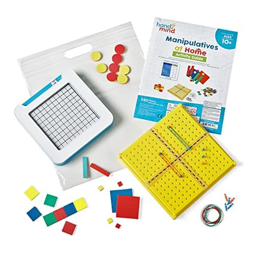 Image of Learning Resources Take Home Maths Manipulatives Kit for Kids Ages 11-13 with Algebra Tiles, Build-A-Grid, Two Colour Counters, Colour Tiles and Coordinate Pegboard (Single Kit)