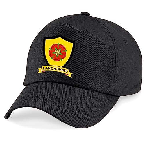 Image of Lancashire County Embroidered Baseball Cap Cricket Sport Your County Embroidery (Black)