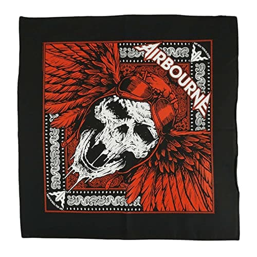 Image of Airbourne Bandana Red Skull Band Logo Official Black One Size