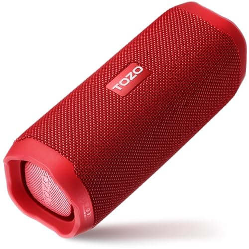 Image of TOZO PA2 Bluetooth Speaker with Dual Drivers & Dual Bass Diaphragms, Deep Bass Loud Stereo Sound, 25H Playtime, Custom EQ App Portable Wireless Speaker for Home Outdoors Travel, Red