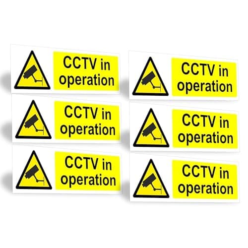 Image of CCTV In Operation Sign – 2/4/6/10 Pack Self Adhesive CCTV Stickers – 15cm x 5cm Landscape Warning Signs for Outdoor Indoor Use (6)