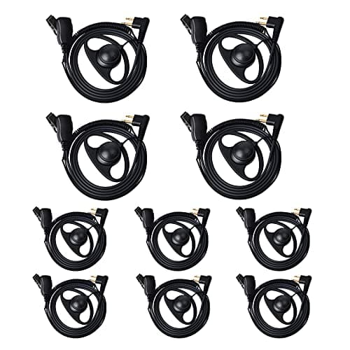 Image of UAYESOK Walkie Talkie Earpiece Police Security D-Shape Headset with PTT Mic Microphone for 2 Pin Motorola CP040 DP1400 GP68 GP88 GP300 CT150 Yaesu FT-4XR HYT Hyera Midland 2 Way Radio (10 Pcs)