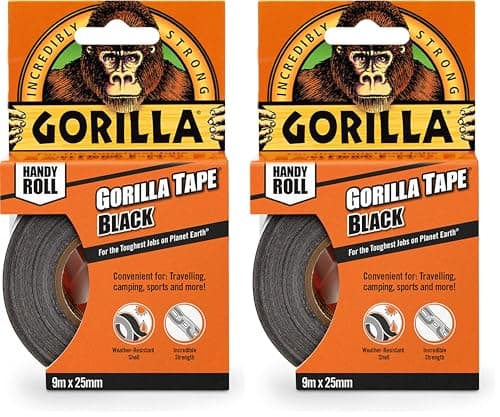 Image of Gorilla Tape Handy Roll Black 9m (Pack of 2)