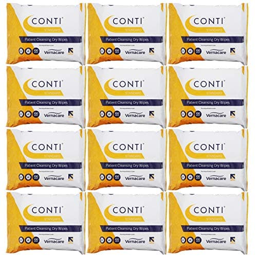Image of Conti Standard - Patient Cleansing Dry Wipes, Every Day Universal Use Cleaning Cloths, Wipe Size 26cm x 20cm, 100 Wipes Per Pack - 12 Pack