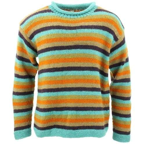 Image of TPFBazaar Chunky Wool Knit Space Dye Jumper - Stripe Retro A - 4XL