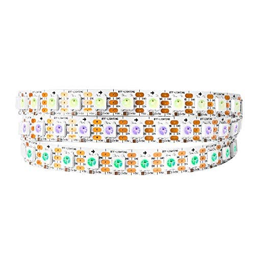 Image of BTF-LIGHTING WS2812b 3.2FT 1m 100leds 100 Pixels Individually Addressable 5050SMD LED Flexible White PCB Led Strip White Board Dream Color Non-Waterproof DC5V for Indoor Lighting