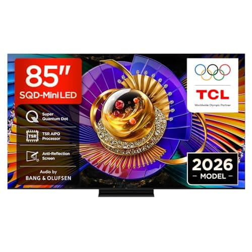 Image of TCL 85C7L-UK 85 Inch SQD-Mini LED TV, 4K HDR 3000 nits and 1,624 dimming zones, Google TV, Dolby Vision & Atmos, Audio by Bang & Olufsen, 144Hz, Apple AirPlay 2 & Alexa (2026 New Model)