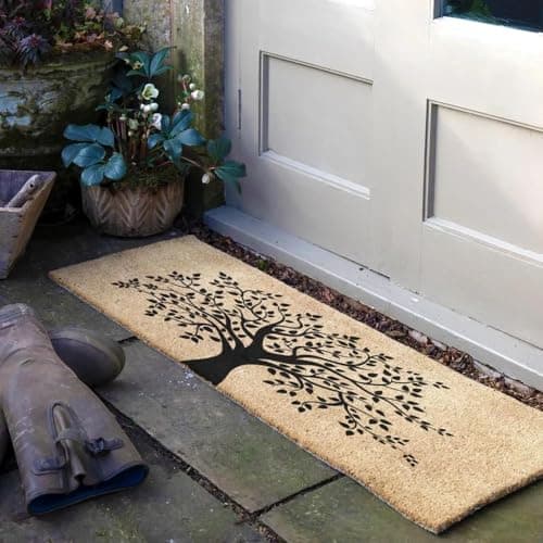 Image of Artsy Mats - Tree of Life Harmony Double Door/Patio Coir Door Mat - Made from Tufted Coconut Fibre - Non-Slip Natural Rubber Backed Door Mats Indoor - Decorative Outdoor Mats, (120x40cm)