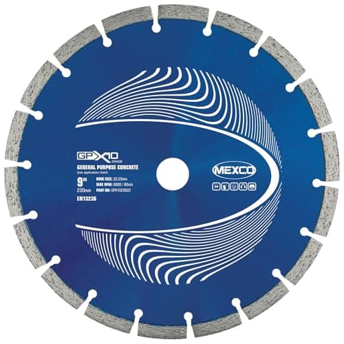 Image of Mexco GPX10 General Purpose Concrete Diamond Blade, Cutting Disc for Non-Abrasive Building Materials - 230mm, 10mm Segment Height