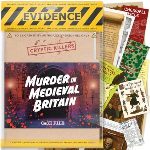 Image of Cryptic Killers Unsolved Murder Mystery Game - Cold Case Files Investigation Detective Evidence & Crime File - Individuals, Date Nights & Party Games- Murder in Medieval Britain