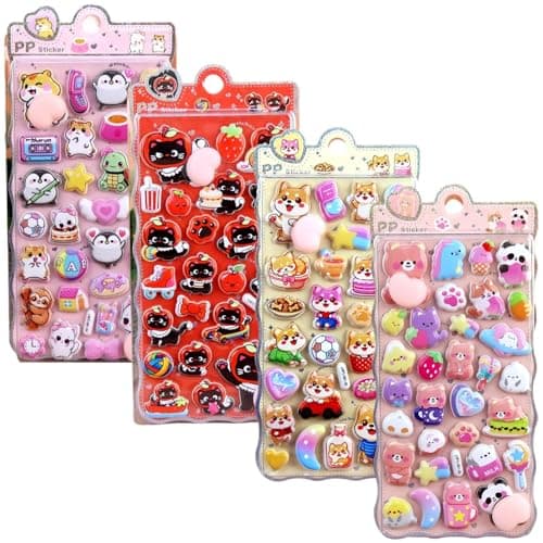 Image of 3D Stickers - 4 Sheets Cartoon Butt Motifs Various Designs | 3D Stickers for Scrapbooking | For Children, Girls, Mobile Phone Case, Laptop, Class Rewards, Party Surprises, Easter Basket