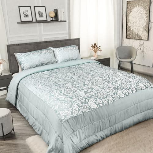 Image of Emma Barclay Eden - Embellished Jacquard Quilted Bedspread Set in Duck Egg - To Fit Double/King (EDEBEDDUC)
