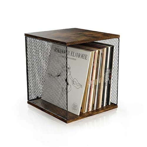 Image of Kryntex Vinyl Record Storage Cube Stackable Wooden LP Album Holder Crate Fits 55–60 Records, Natural Wood Record Organiser Box for Home or Studio