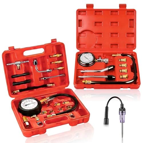 Image of Petrol Engine Compression Tester and Fuel Pressure Test Kit with Spark Plug Tester, Petrol Fuel Injection Pump Injector Pressure Tester Gauge Kit 0-300 PSI/0-20 kPa 0-140PSI/10Bar