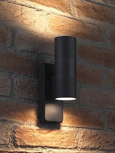 Image of Auraglow Dusk Till Dawn Sensor Black Up & Down Outdoor Wall Security Light - Warm White
