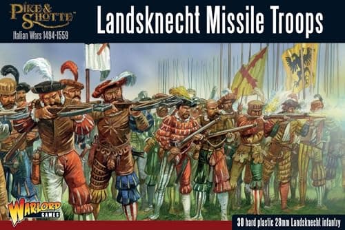 Image of Landsknechts Missile Troops - 28mm Scale Plastic Miniatures for Pike & Shotte by Warlord Games - Highly Detailed Miniatures for Table-top Wargaming