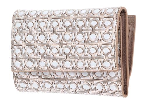 Image of Coccinelle Purse Metallic Coated Monogram Wallet Multi Blanc/Rose Beige