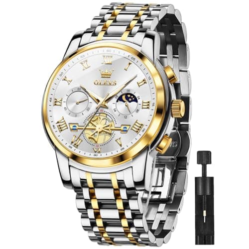 Image of OLEVS Men Watch Chronograph Stainless Steel Quartz Business Dress Luminous Waterproof Multi-Function Men Wrist Watch