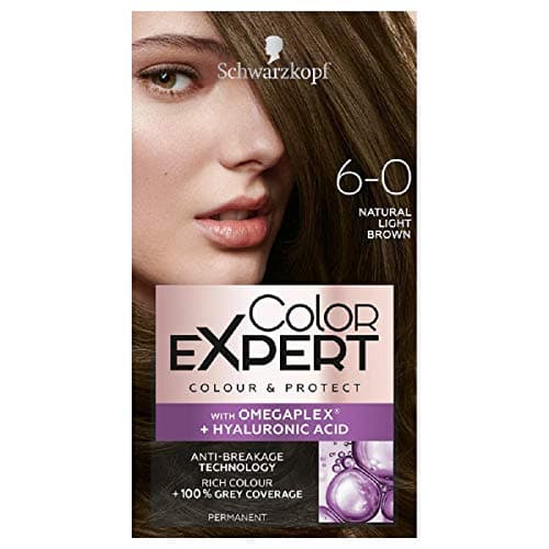 Image of Schwarzkopf Color Expert Light Brown Hair Dye Permanent, Up to 100% Grey Hair Coverage & Protect with Omegaplex - 6-0 Natural Light Brown
