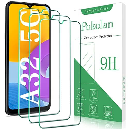 Image of Pokolan 3 Pack Screen Protector For Samsung Galaxy A32 5G Tempered Glass, 9H Hardness, Case Friendly, Bubble Free, Anti-Scratch, Easy to Instal