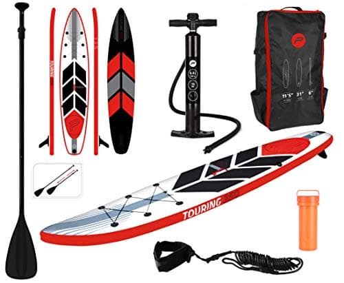 Image of Pure4Fun SUP – Variety of Complete Stand-Up Paddle Board Sets - with Pump, Patch Tool, Foot Lead, Adjustable Paddle and Waterproof 2L Bag,touring sup - 11.5 feet (350x79x15cm),black/red/white