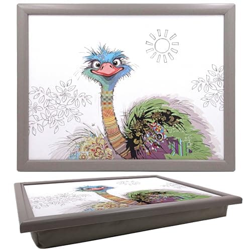 Image of Lesser & Pavey Bug Art Oscar Ostrich Laptray For Food Serving & Breakfast | Comfortable Lap Trays With Bean Bag Cushion For Snacks & Dinner | Durable Serving Tray For Eating On Lap For Adults