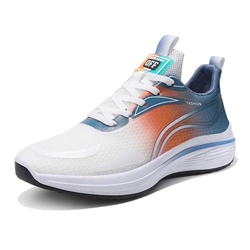 Image of Men Trainers Running Shoes Leisure Breathable Sneakers Mesh Walking Gym Tennis Shoes Lace Up Outdoor Sports Jogging Shoes Blue