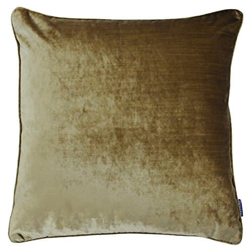 Image of Riva Paoletti Luxe Velvet Cushion Cover - Gold - Soft Velvet Feel Fabric - Reversible - Hidden Zip Closure - Machine Washable - 100% Polyester - 55 x 55cm (22" x 22" inches)
