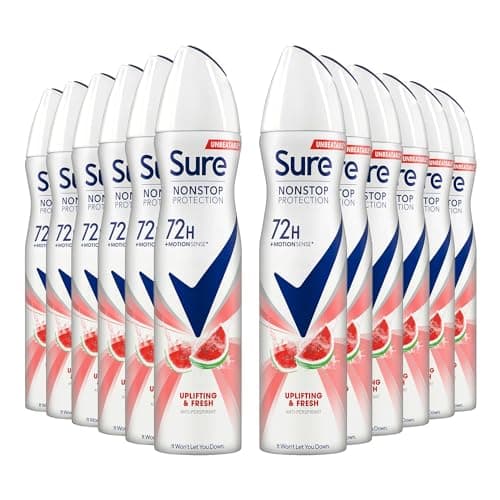 Image of Sure Antiperspirant 72H Nonstop Sweat and Odour Protection Alcohol-Free Body Spray Anti-White Markswith Fresh and Clean Multi Fragrance Deodorant for Women, 250ml (Bright Bouquet, Buy 12)