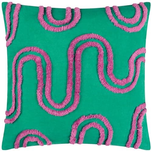 Image of furn. Heya Home Archie Tufted Cushion – Abstract Tufted Design, Soft & Durable Polyester Filled (Turquoise/Purple – 45cm x 45cm)