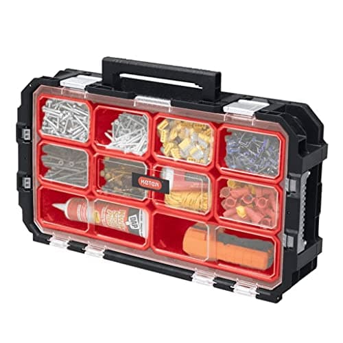 Image of Keter 240051 Connect Organizer Tool Box, Black/Red, 54 x 30.2 x 11.5 cm